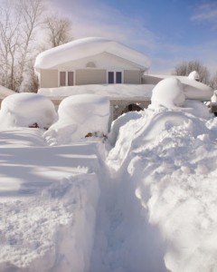 removing snow from deck