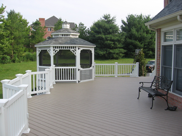 gazebo white gray beige deck