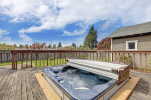 Backyard deck with jacuzzi