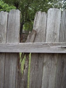 broken wood fence