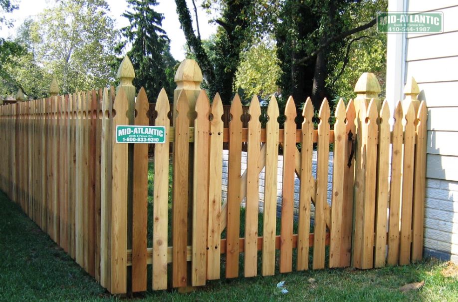This colonial gothic style picket fence with colonial gothic posts is what this customer decided on at their home in Millersville Maryland. We point all our pickets in house.