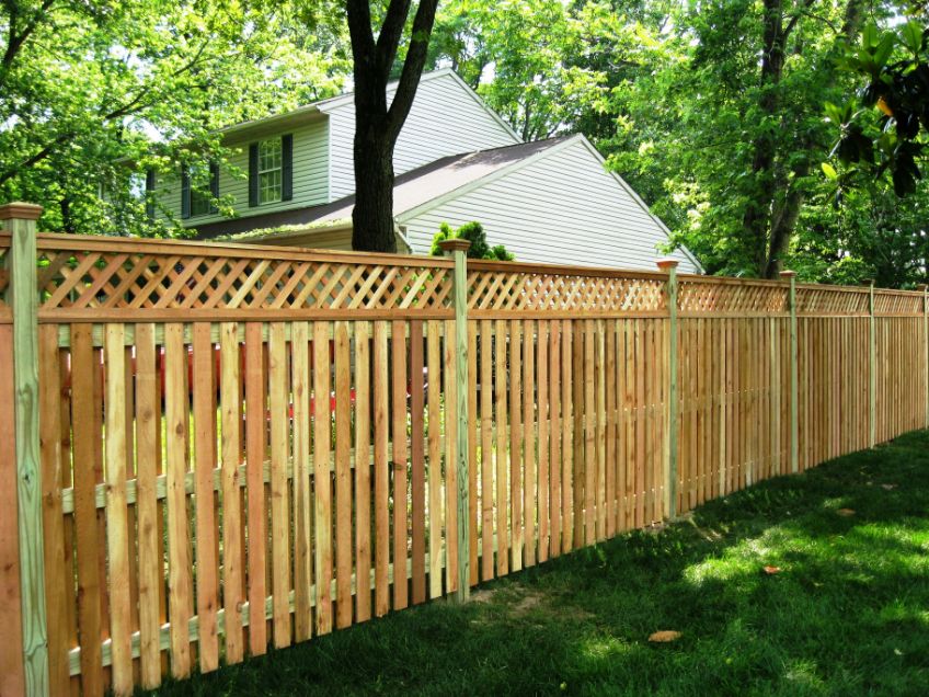 Can’t go wrong with our Western red cedar Wyngate style fence with 12’ lattice accent.
