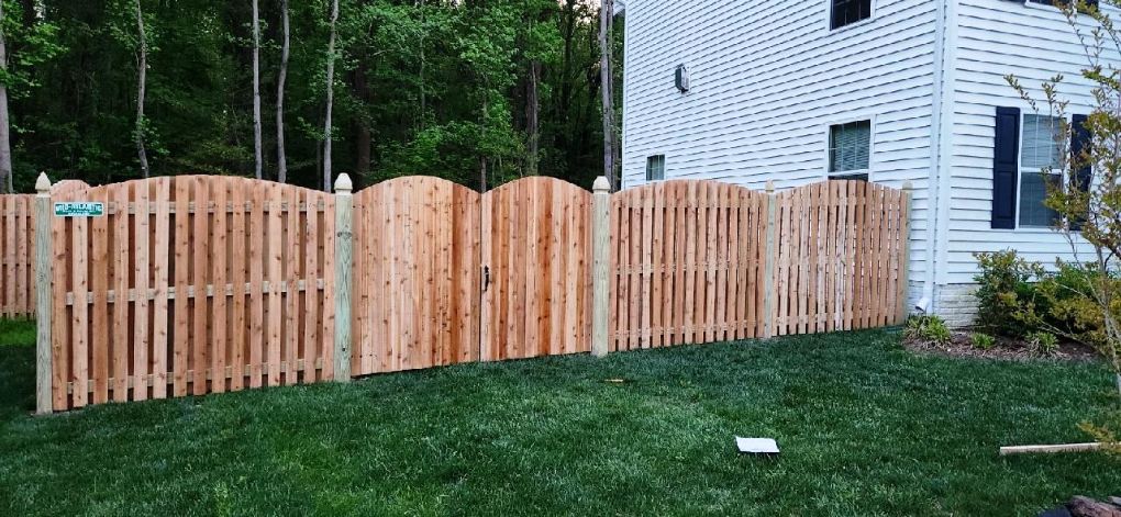 This is our Wyngate style fence with sunrise top. Another great option from team Mid Atlantic. Offered in many different heights.