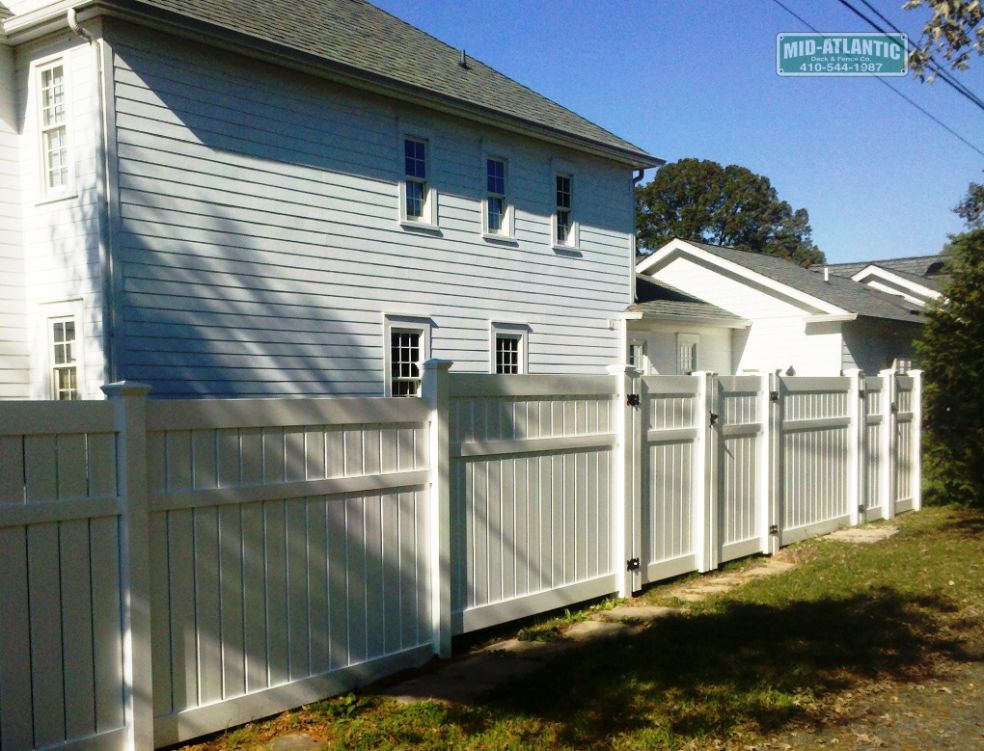 Same fence just a different view. Generally, a little more expensive than a standard white vinyl privacy fence but the look is stunning.