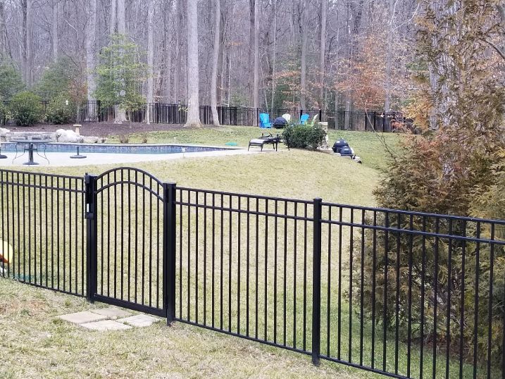 Got a pool no problem, this aluminum fence is so popular we buy it by the truck load and keep it in stock. Ready to go when you are. Round top gates are in stock as well.