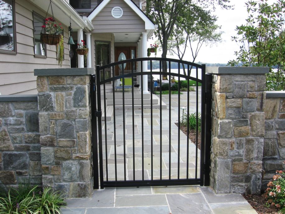 Aluminum accent gate for the stone pillars worked well and made the project complete.